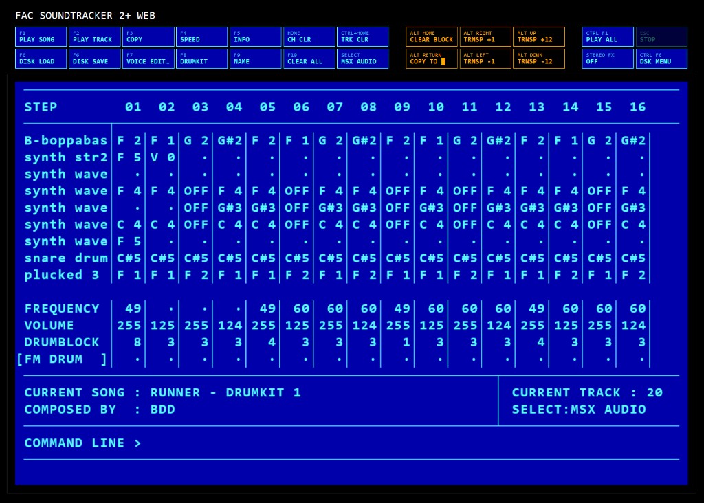 FAC Soundtracker 2+ Web pattern editor