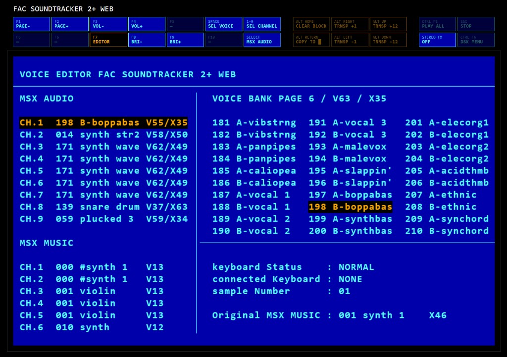 FAC Soundtracker 2+ Web voice editor