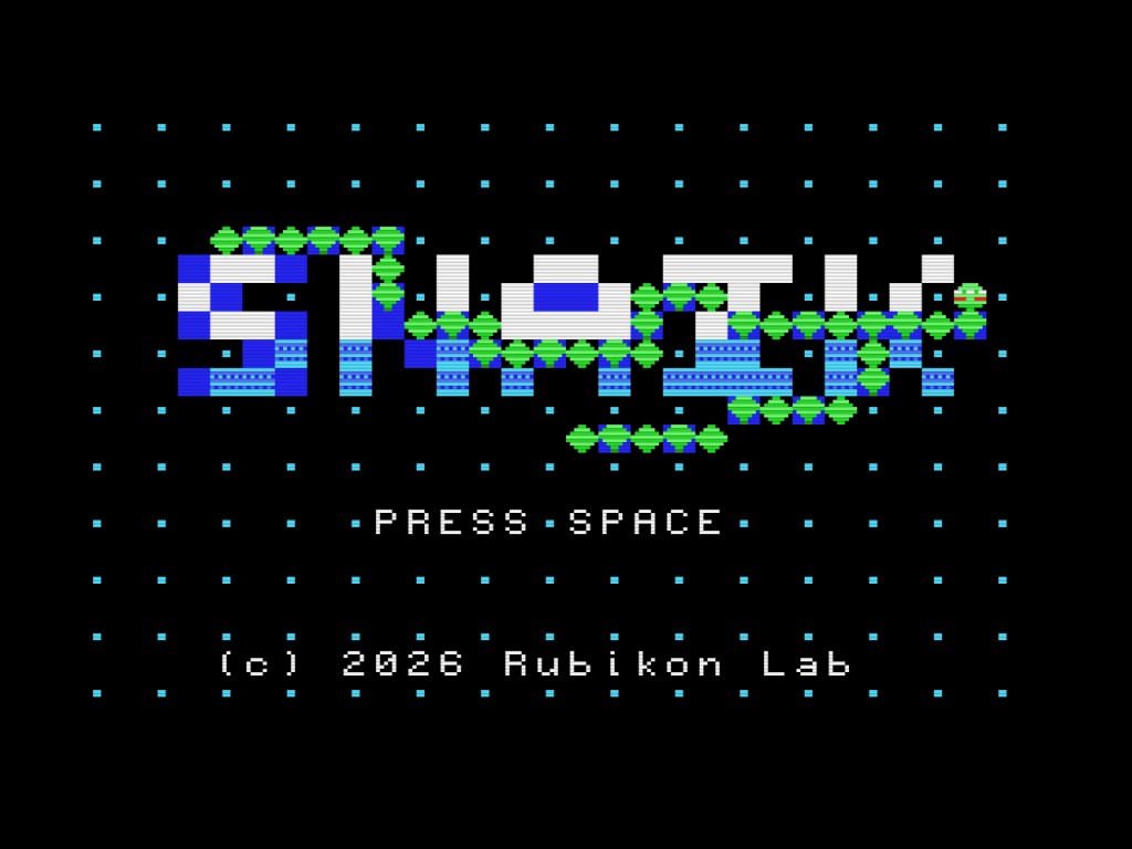 snAIk title screen with pixel snake coiled through the logo