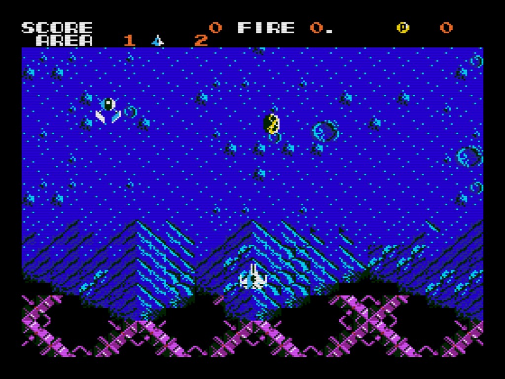 Zanac EX gameplay on MSX with score and area HUD